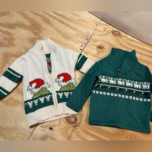 Festive Kids Sweater Set grinch and dinosaur